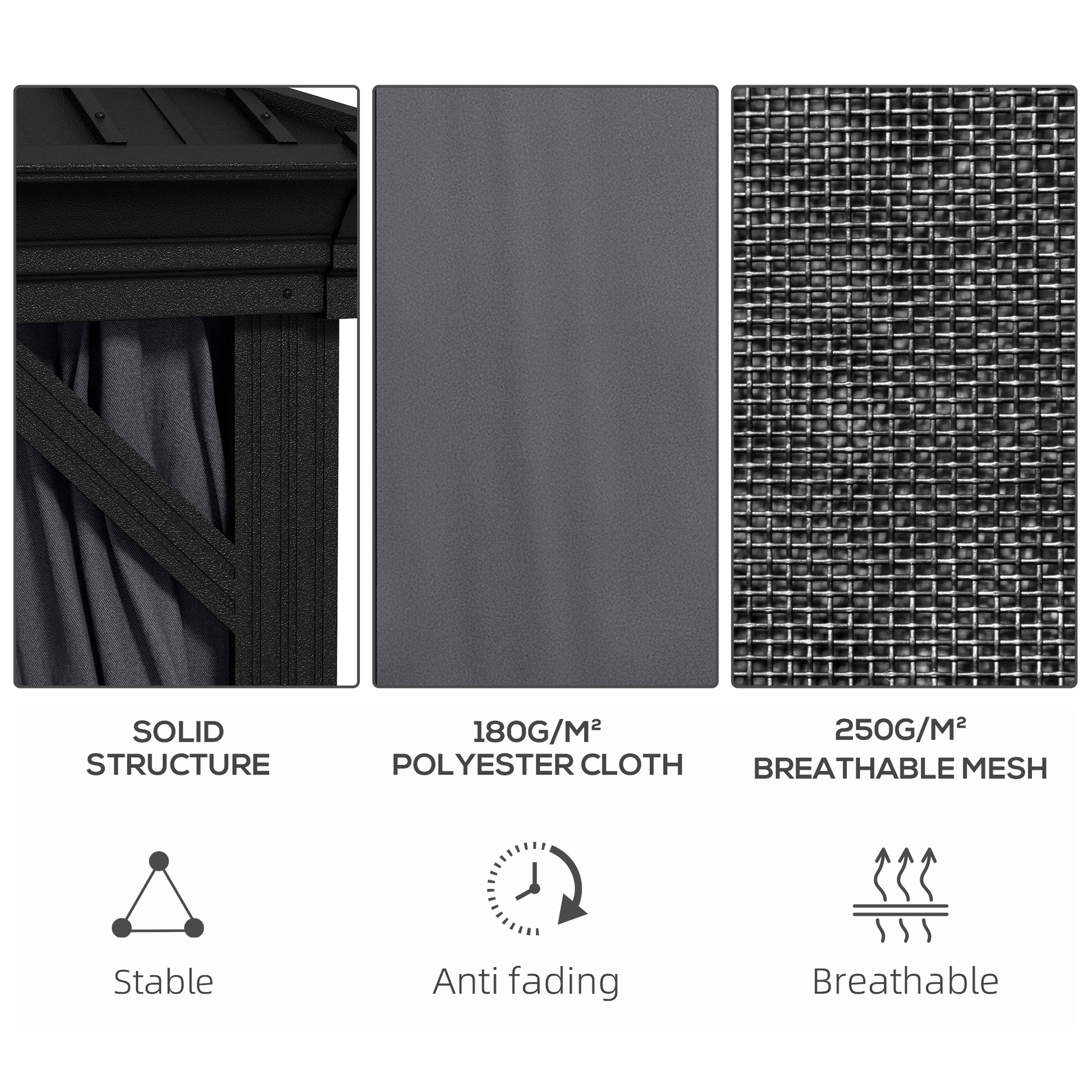 10 ft x 12 ft Aluminum Gazebo, Dark Gray
