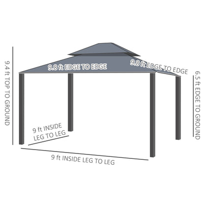 10 ft x 10 ft Aluminum Gazebo, Light Gray