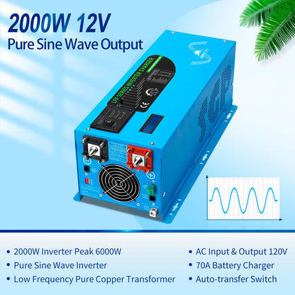SunGoldPower 2000W inverter charger features
