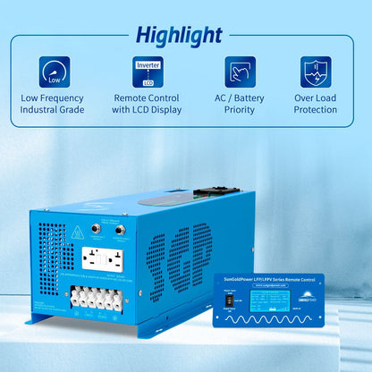 SunGoldPower 2000W inverter charger controls