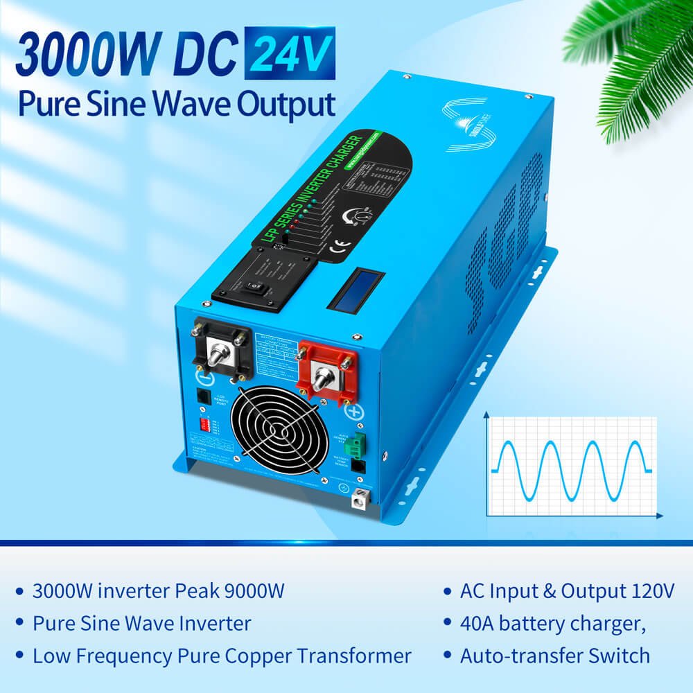 SunGoldPower 3000W 24V inverter charger features