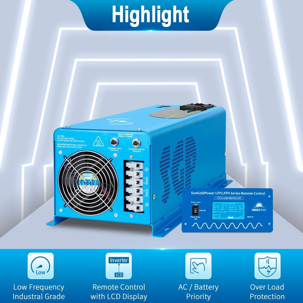 SunGoldPower 4000W 12V inverter charger controls