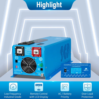 SunGoldPower 4000W 24V inverter charger controls