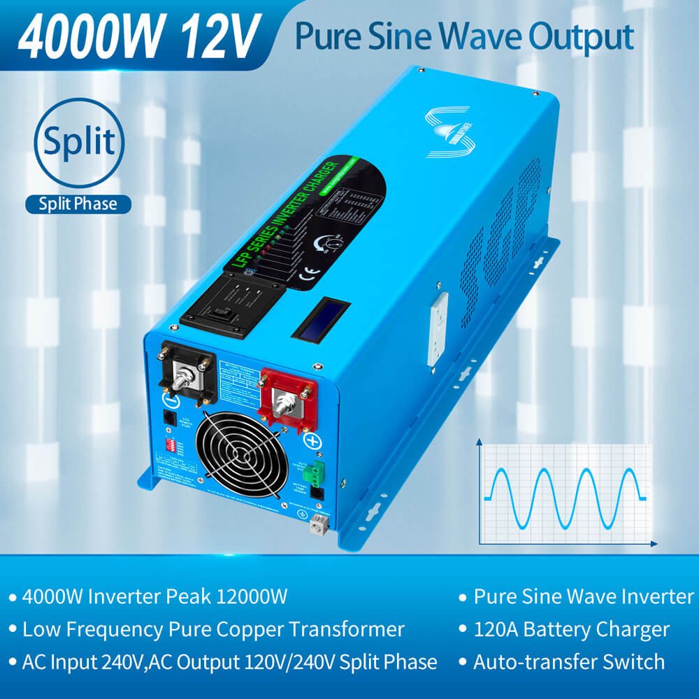 SunGoldPower 4000W 12V split-phase inverter features
