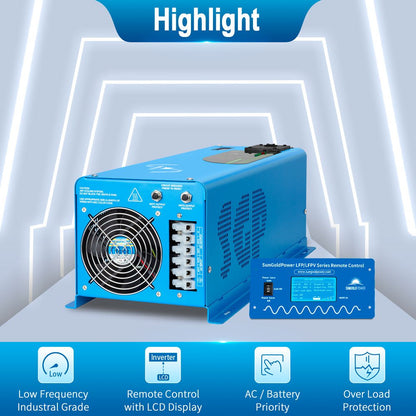 SunGoldPower 4000W 12V split-phase inverter controls