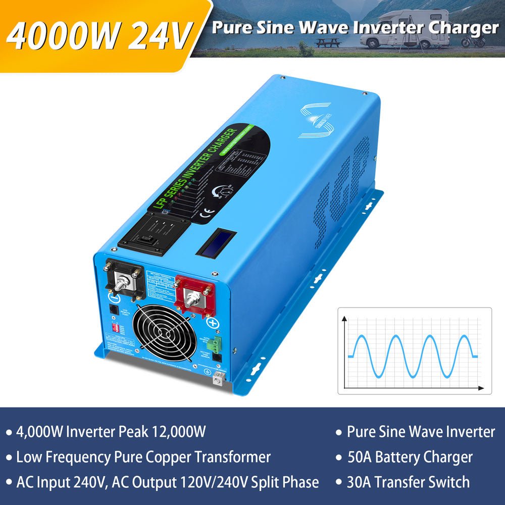 SunGoldPower 4000W 24V split-phase inverter features