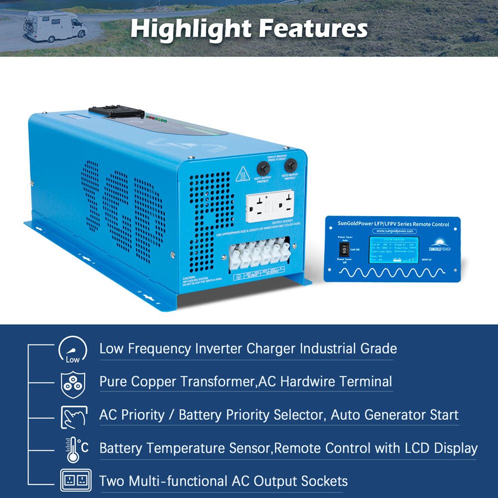 SunGoldPower 4000W 24V split-phase inverter controls