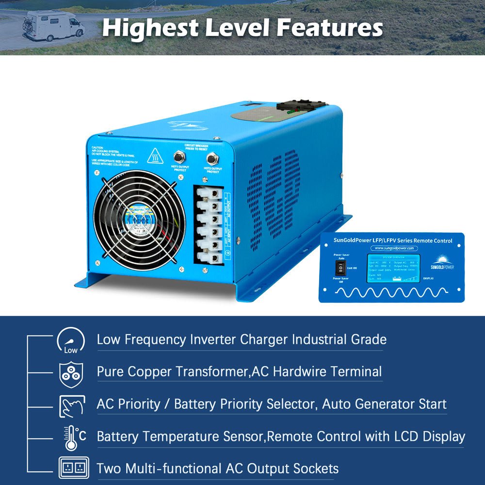 SunGoldPower 6000W 24V split-phase inverter controls