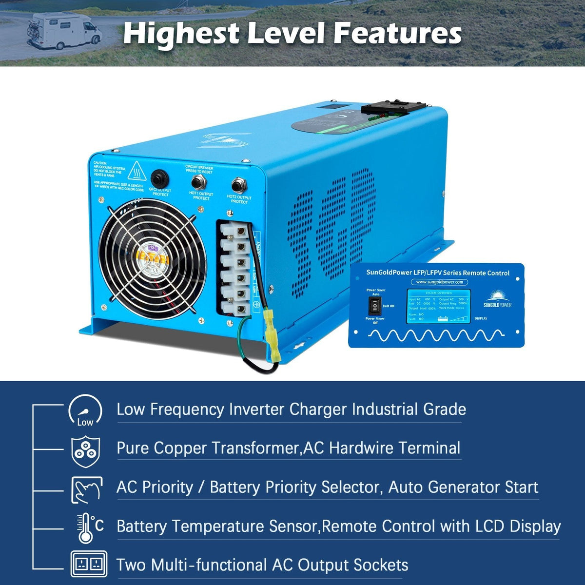 SunGoldPower 6000W 48V split-phase inverter controls