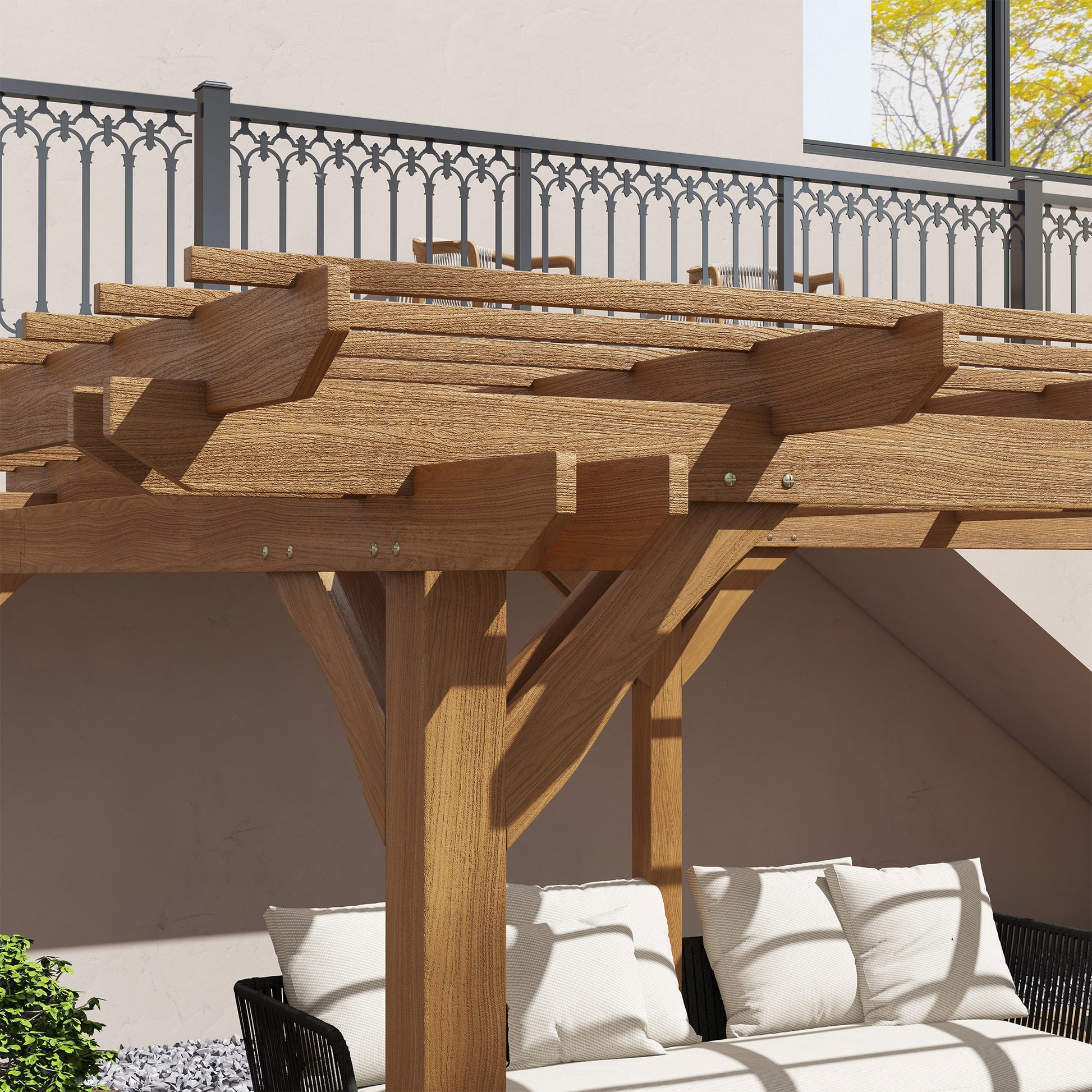 12 ft x 16 ft Wood Gazebo, Brown