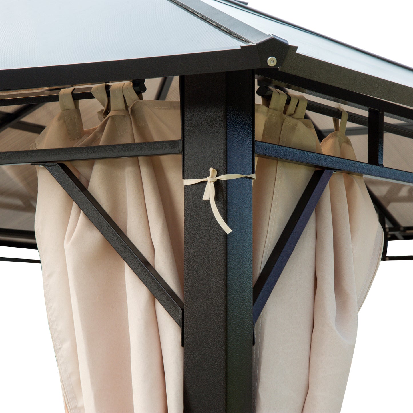 10 ft x 12 ft Metal Gazebo with Adjustable Height, Dark Brown