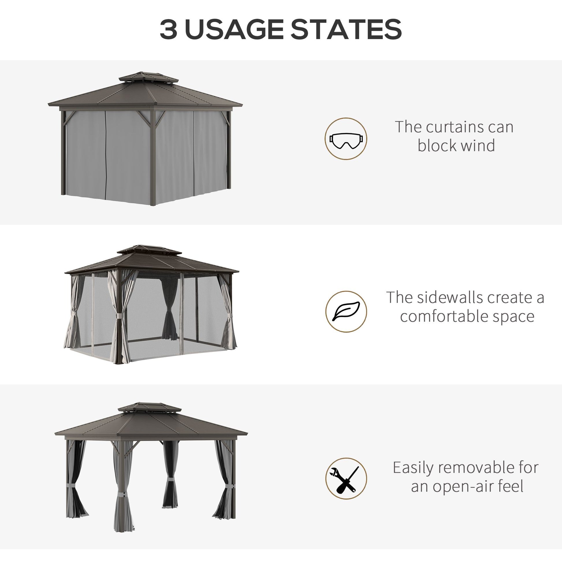 10 ft x 12 ft Metal Gazebo, Gray