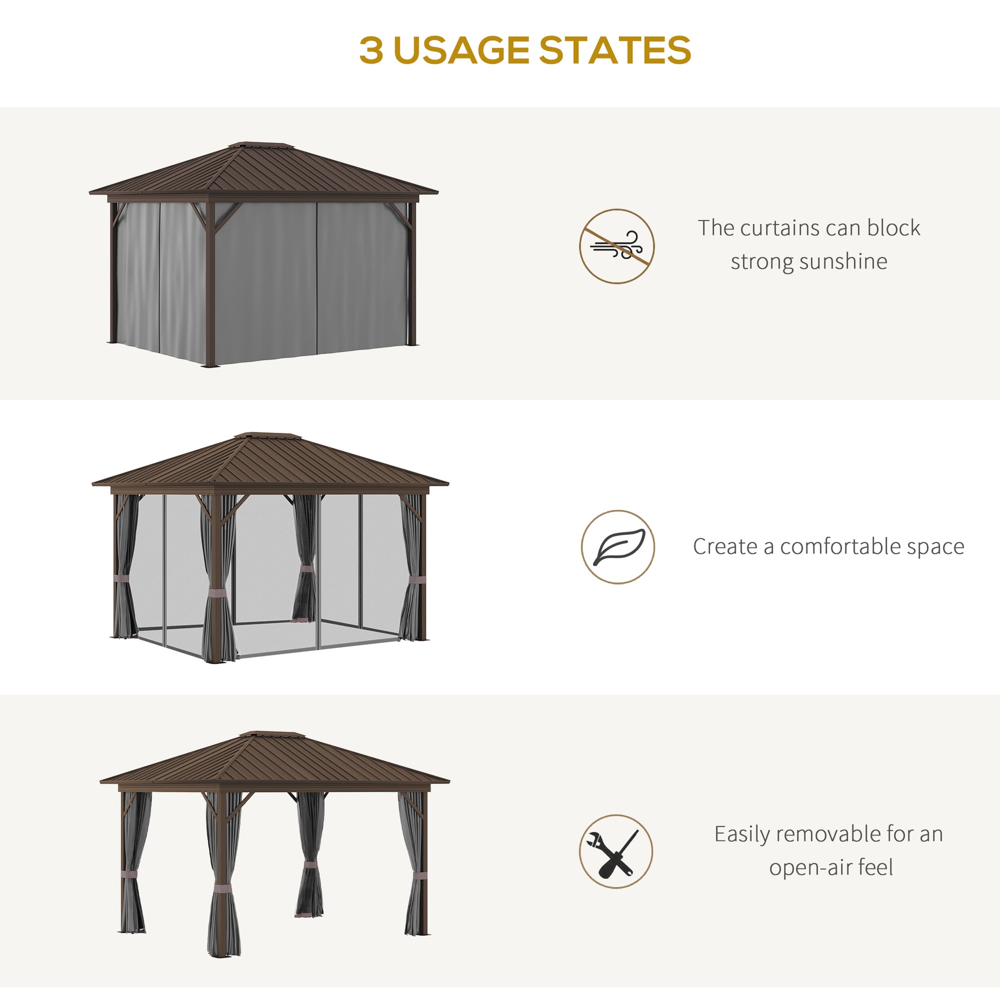 10 ft x 12 ft Aluminum Gazebo, Gray