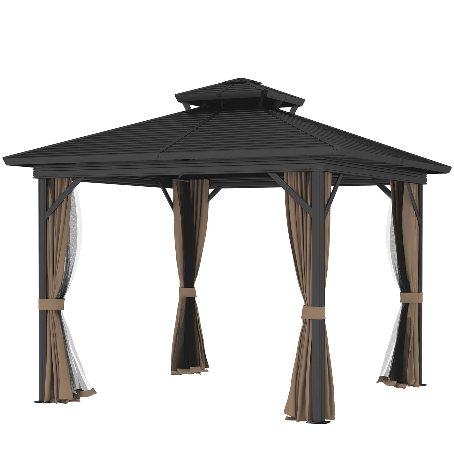 10 ft x 10 ft Aluminum Gazebo, Dark Brown