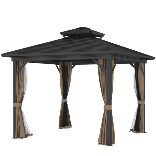 10 ft x 10 ft Aluminum Gazebo, Dark Brown