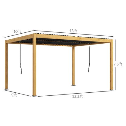 10 ft x 13 ft Aluminum Gazebo with Adjustable Height, Black, Natural
