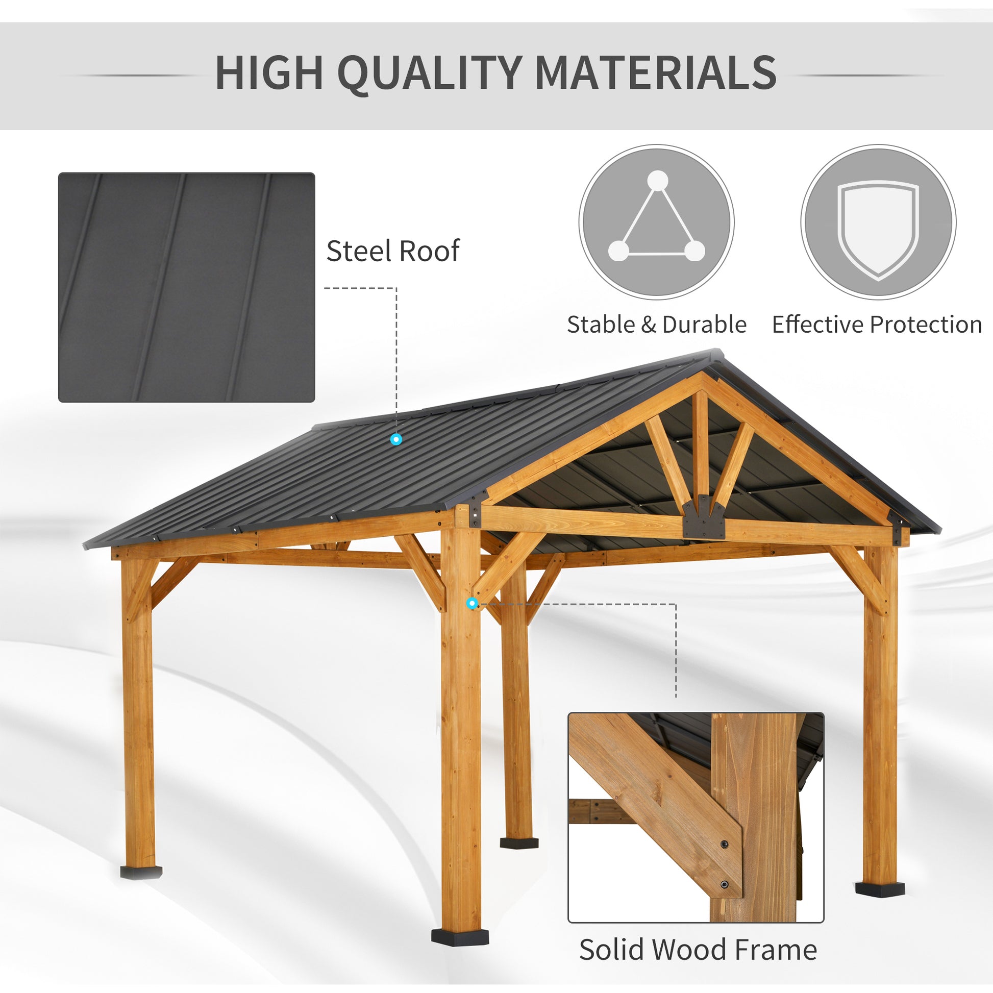 11 ft x 13 ft Metal Gazebo, Natural, Black