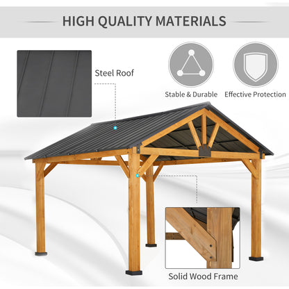 11 ft x 13 ft Metal Gazebo, Natural, Black