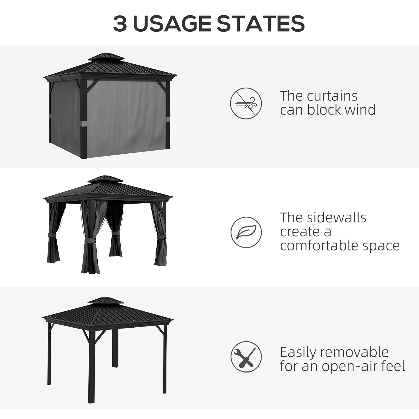 10 ft x 10 ft Aluminum Gazebo, Light Gray