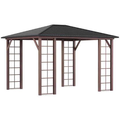 10 ft x 12 ft Metal Gazebo, Brown And Gray