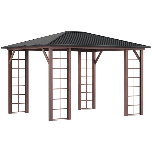 10 ft x 12 ft Metal Gazebo, Brown And Gray
