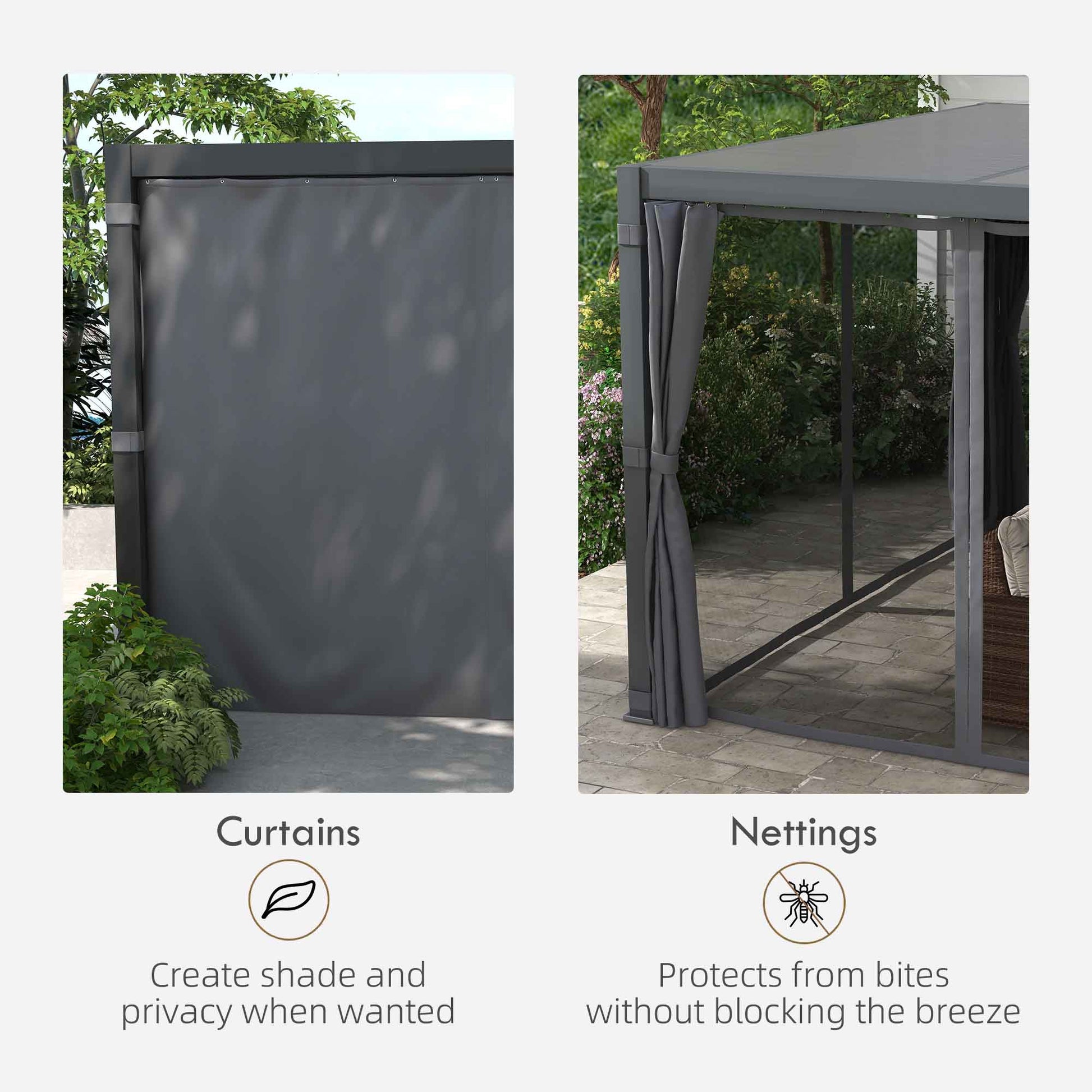12 ft x 19 ft Aluminum Hardtop Gazebo with Adjustable Height, Dark Gray