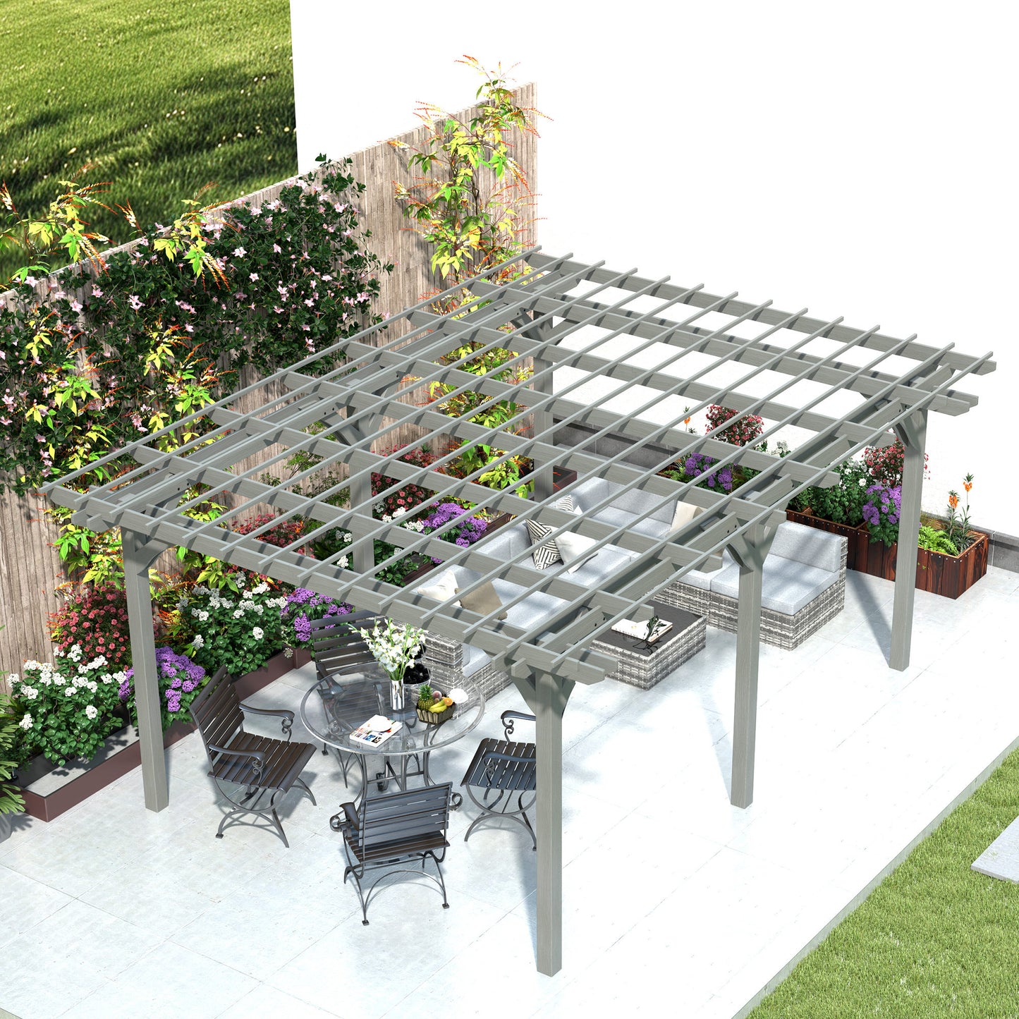 12 ft x 16 ft Wood Gazebo, Gray