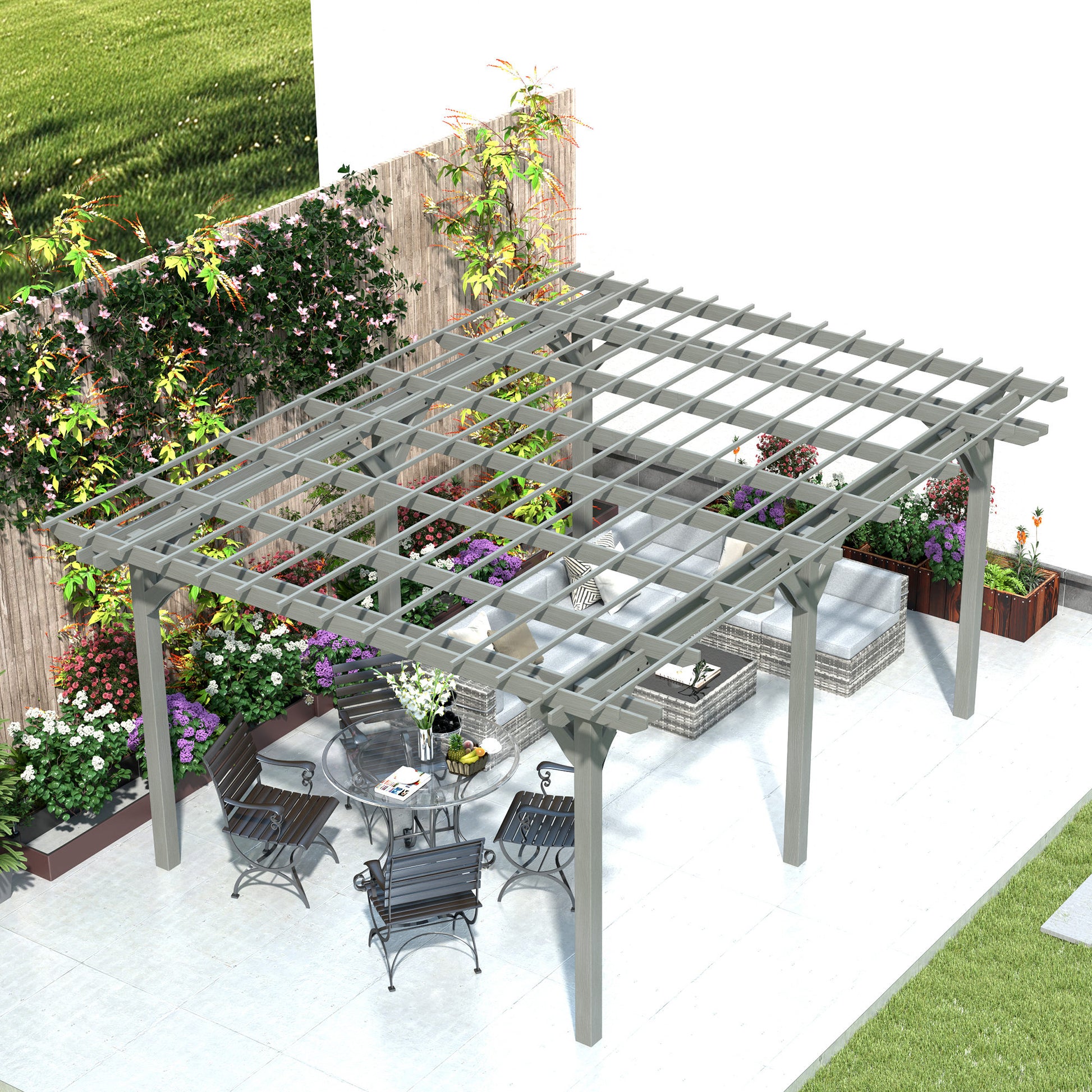 12 ft x 16 ft Wood Gazebo, Gray