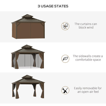 12 ft x 12 ft Aluminum Gazebo, Brown