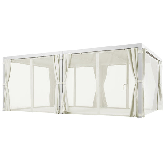 12 ft x 19 ft Aluminum Hardtop Gazebo with Adjustable Height, White