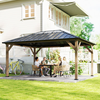 12 ft x 16 ft Aluminum Gazebo, Light Walnut