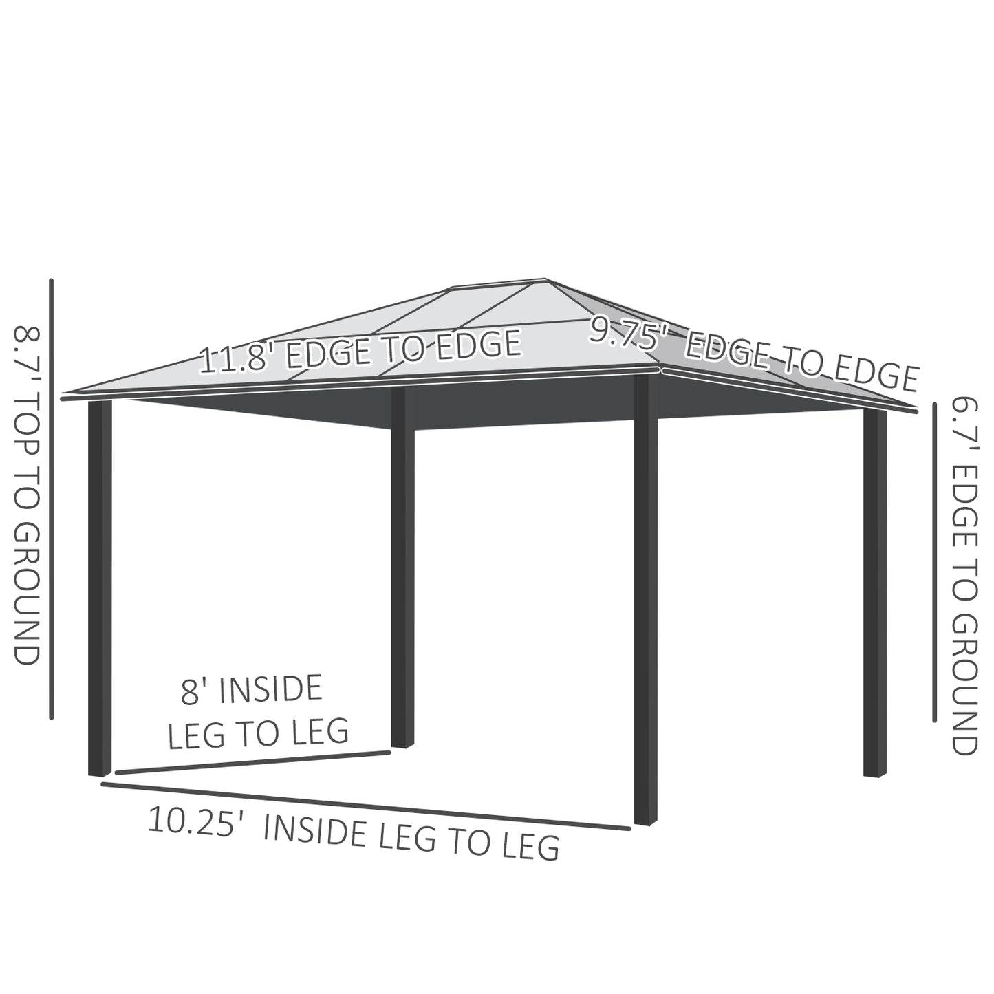 10 ft x 12 ft Aluminum Gazebo with Adjustable Height, Beige