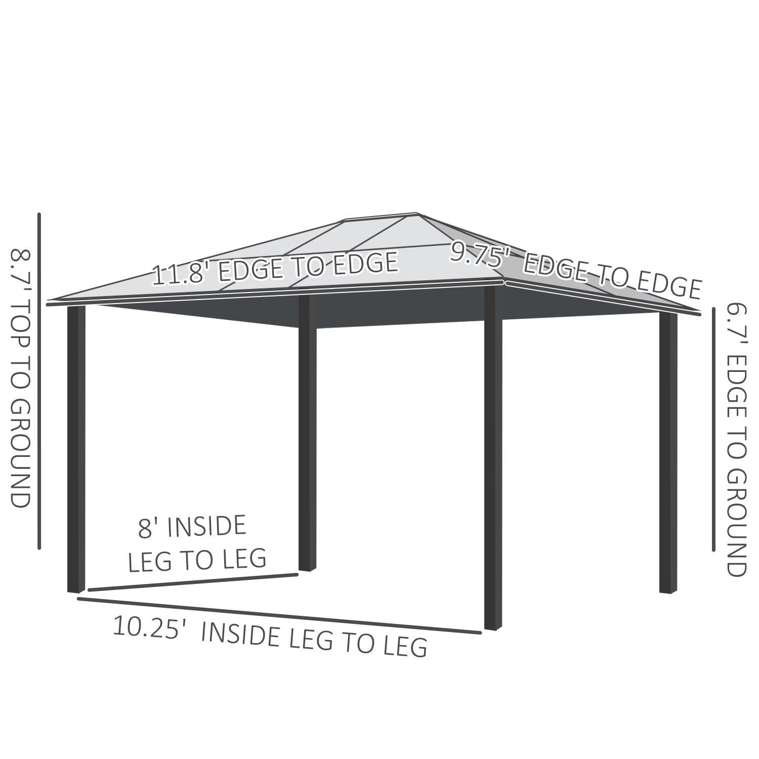 10 ft x 12 ft Aluminum Gazebo with Adjustable Height, Beige