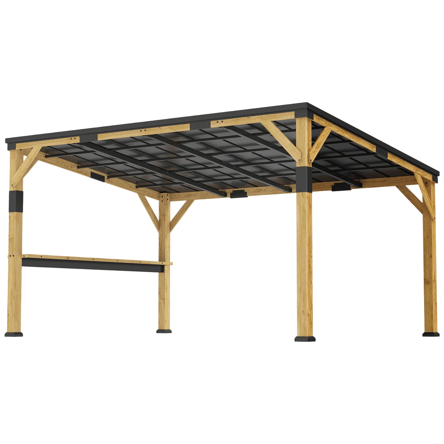 10 ft x 14 ft Metal Gazebo with Shelves, Natural
