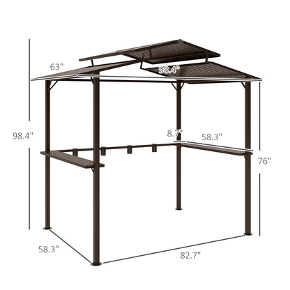 5 ft Metal Gazebo with Shelves, Brown