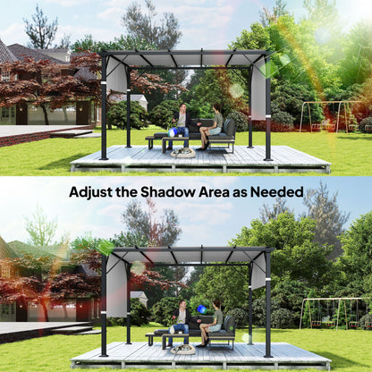 10 ft Fabric Pergola, Light Gray