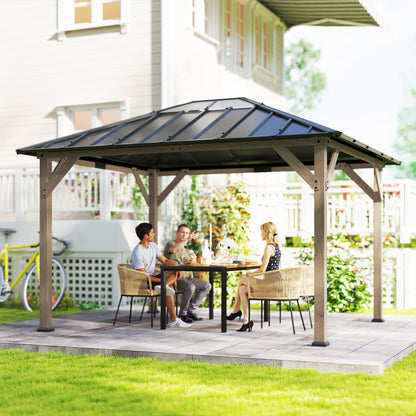 10 ft x 12 ft Aluminum Gazebo, Light Walnut