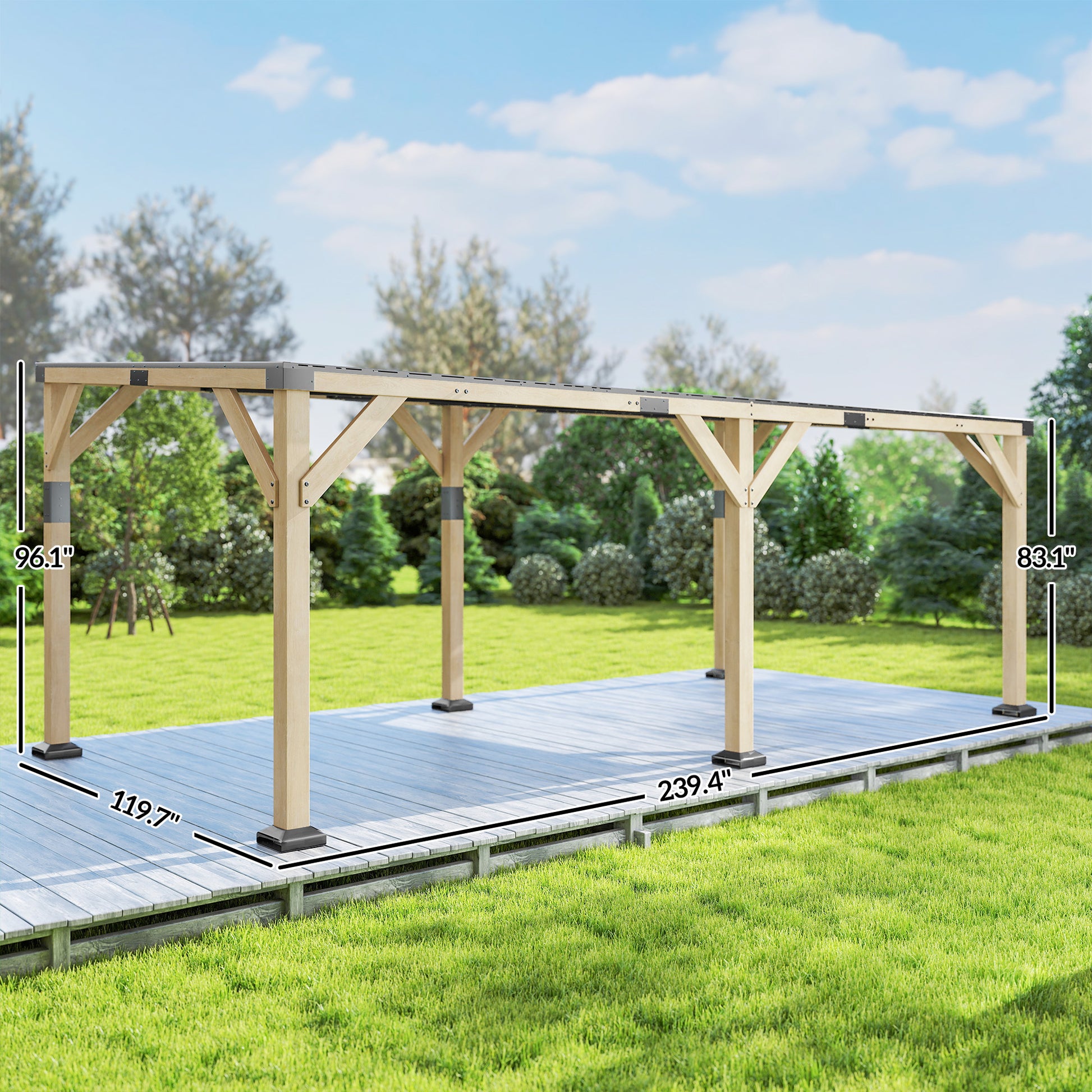 10 ft x 20 ft Metal Gazebo, Light Walnut