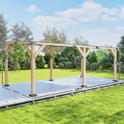 10 ft x 20 ft Metal Gazebo, Light Walnut