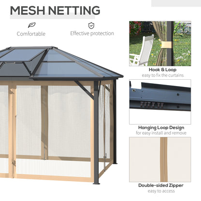 10 ft x 12 ft Metal Gazebo with Adjustable Height, Brown