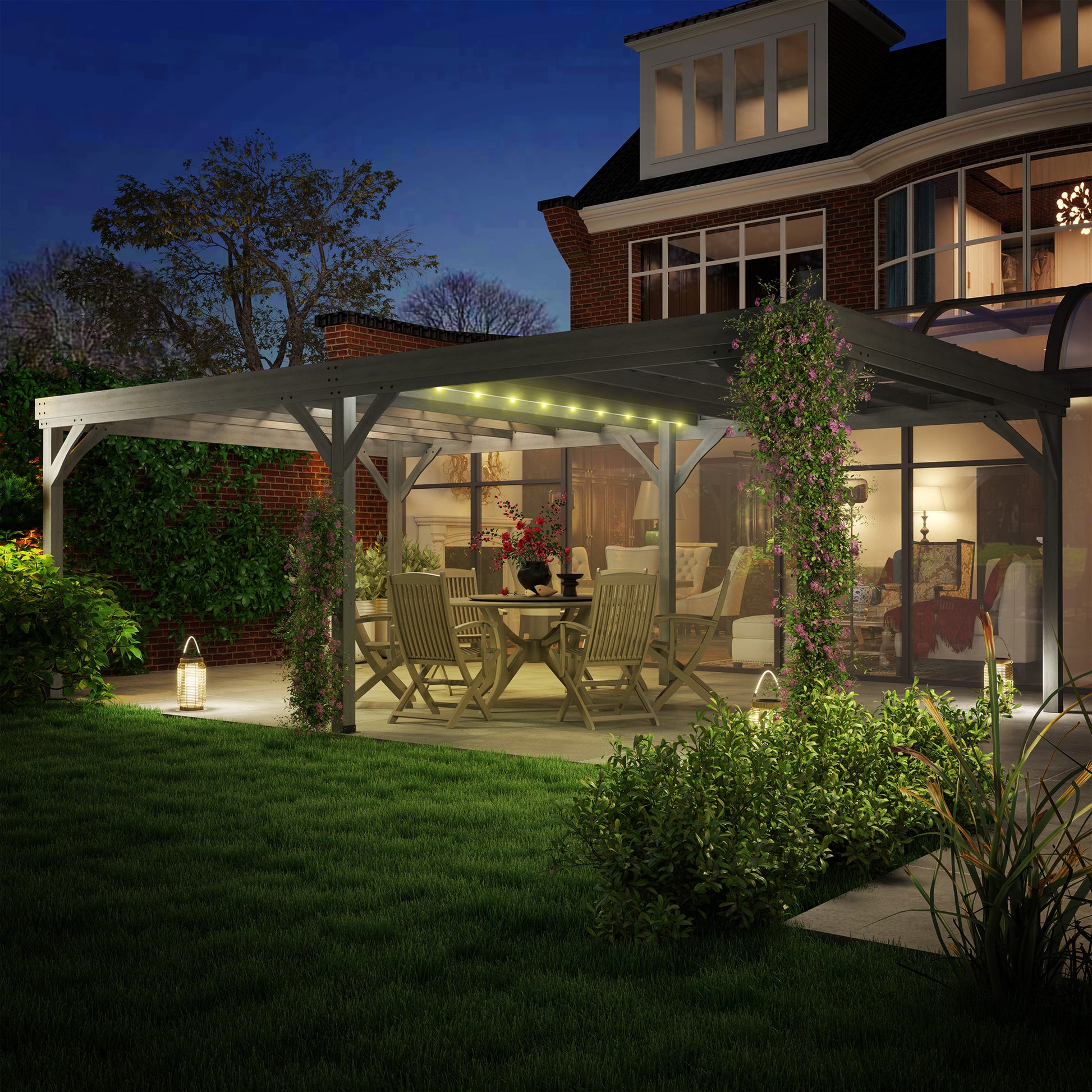 12 ft x 20 ft Wood Gazebo, Gray