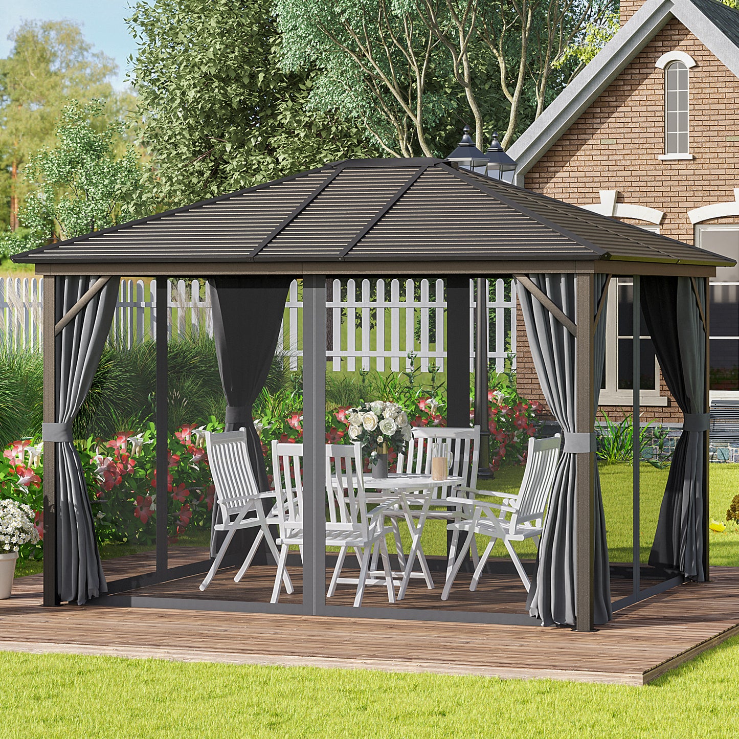 10 ft x 12 ft Aluminum Gazebo, Dark Gray