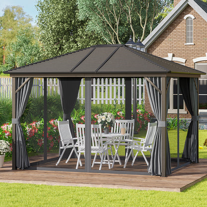 10 ft x 12 ft Aluminum Gazebo, Dark Gray