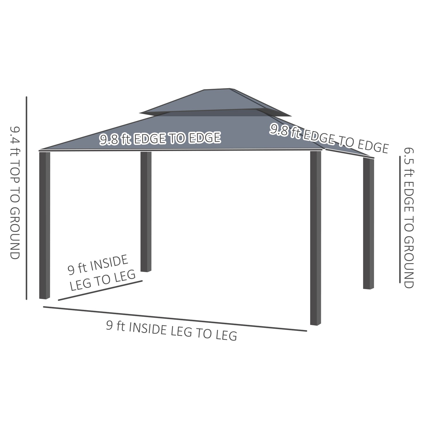 10 ft x 10 ft Aluminum Gazebo, Dark Brown