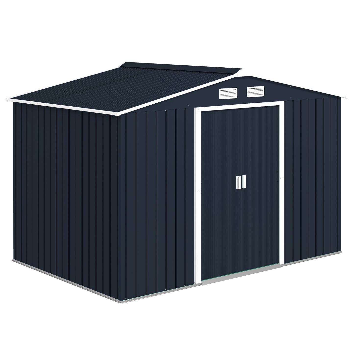 9 ft x 6 ft Metal Storage Shed with Foundation Kit, Dark Gray