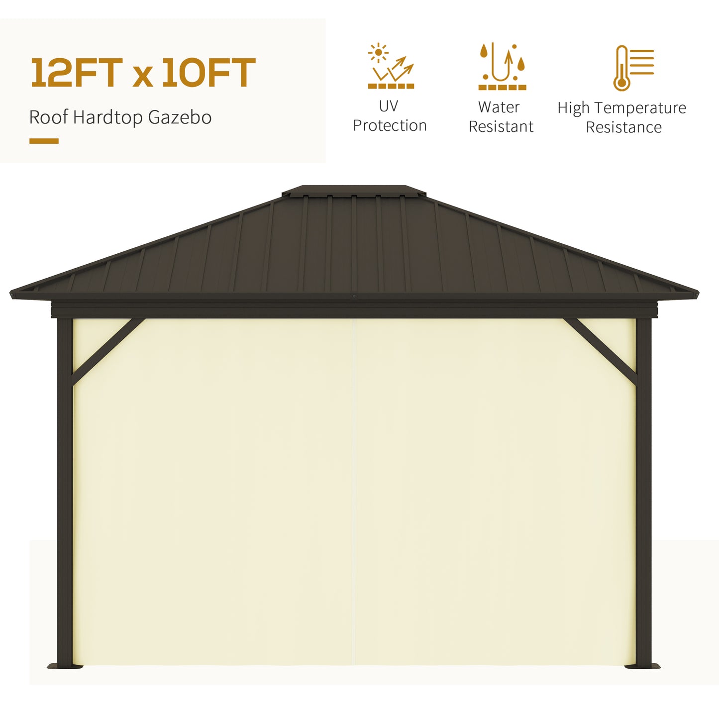 11.9 in x 9.8 in Aluminum Gazebo, Cream White