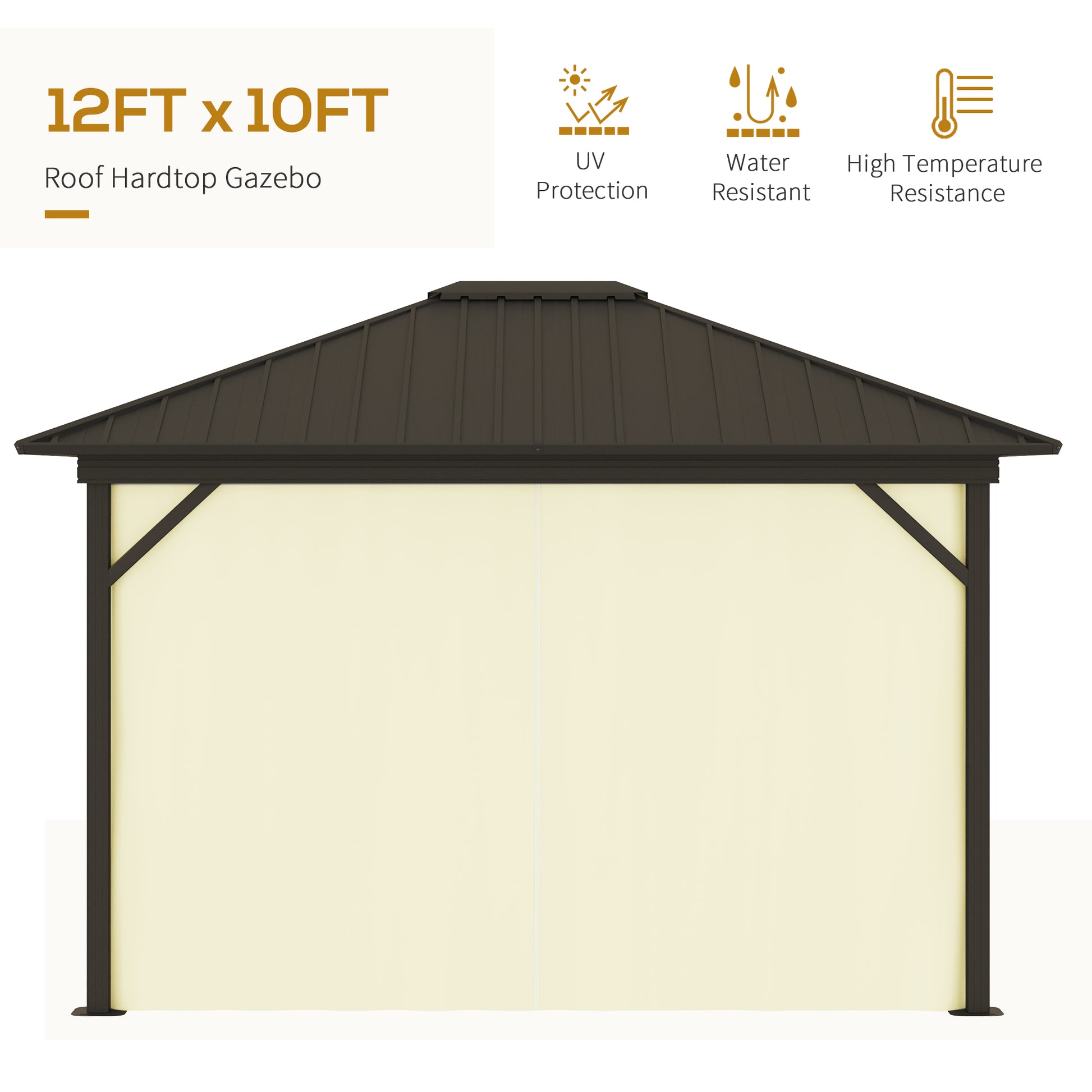 11.9 in x 9.8 in Aluminum Gazebo, Cream White