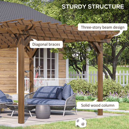 12 ft x 20 ft Wood Gazebo, Brown