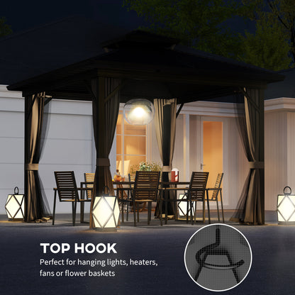 10 ft x 10 ft Aluminum Gazebo, Dark Brown
